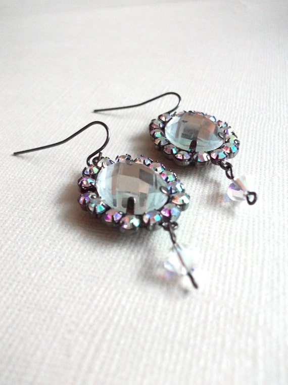 Iridescent Crystal Dangle Earrings