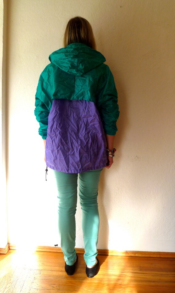 Vintage Fanny Pack Jacket KWay Pull Over Hood Bright Purple