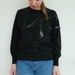 Vintage Sequins Sweater Shirt Black Geometric Patterned Sweaters Long Sleeve Knit Glam