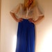 Vintage Blue Midi Skirt Long Full Skirts Bright Bold Gathered Long Flowing Bright Royal Blue Skirts