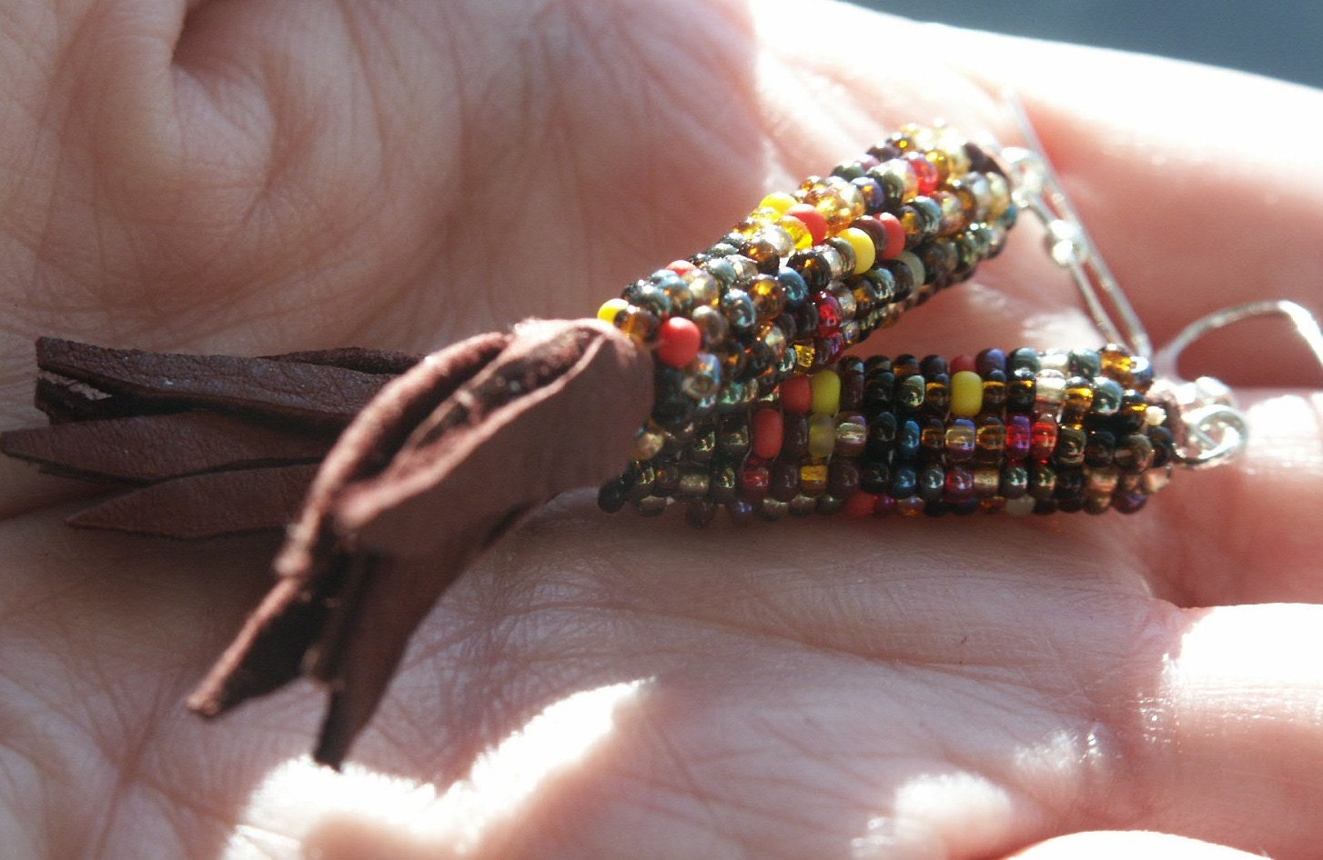 beaded indian corn earrings red