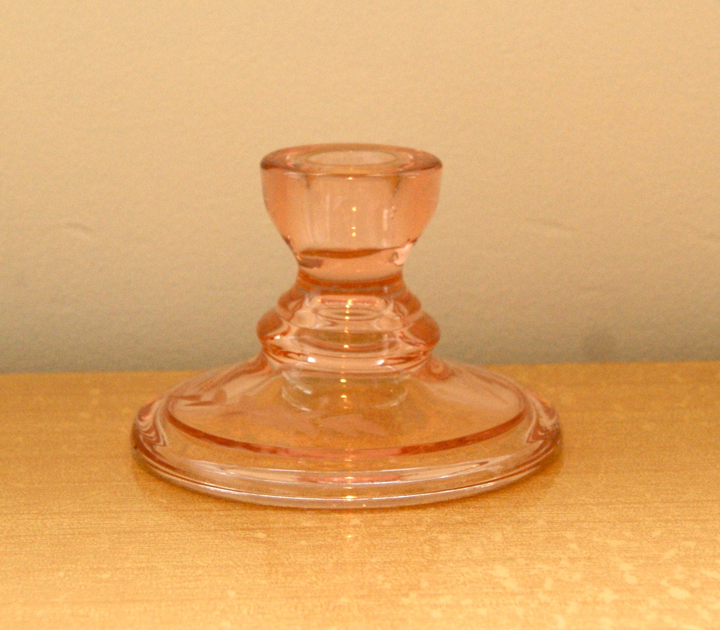Pink Depression Glass Candlestick Holder JV by aSilverUnicorn
