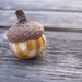 Wee little fabric acorns with linen drawstring storage pouch