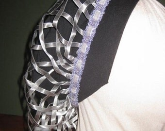 Victorian ribbon hairnet silver gray