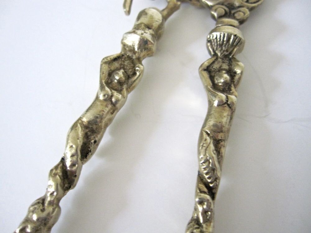Antique Serving Spoon and Fork Set Baroque Italy