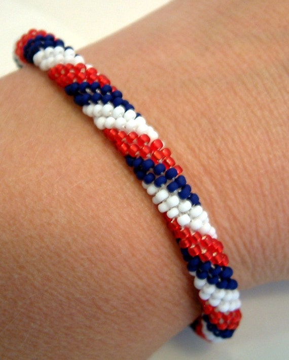 Items similar to Patriotic Bracelet Bead Crochet Stars & Stripes Series ...