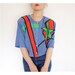 SALE Vintage blouse. Vogue big green star 1980s shirt. size M/L