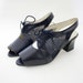 Vintage sandals / navy peep toe mesh sling backs / size 36-6