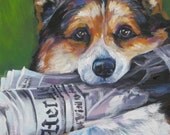 Pembroke Welsh Corgi art CANVAS print of LA Shepard painting 12x16 dog portrait Pembroke Welsh Corgi art CANVAS print of LA Shepard painting 12x16 dog portrait