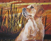Golden Retriever art print CANVAS print of LA Shepard painting 11x14 Golden Retriever art print CANVAS print of LA Shepard painting 11x14