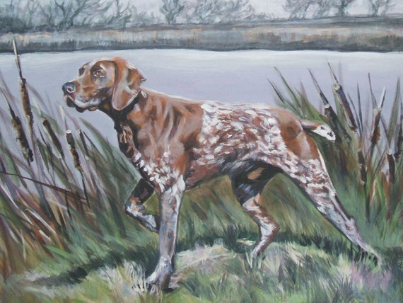 gsp German Shorthaired Pointer dog art CANVAS print of LA