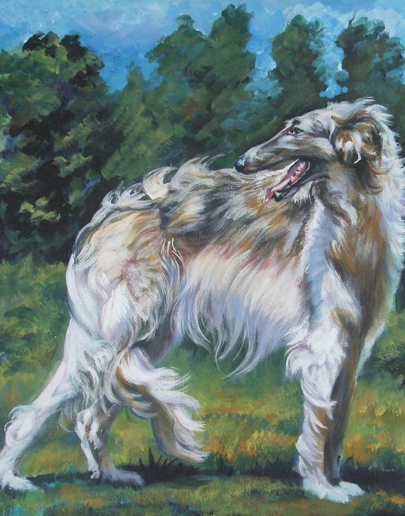 Borzoi art CANVAS print of LA Shepard painting 11X14 dog art