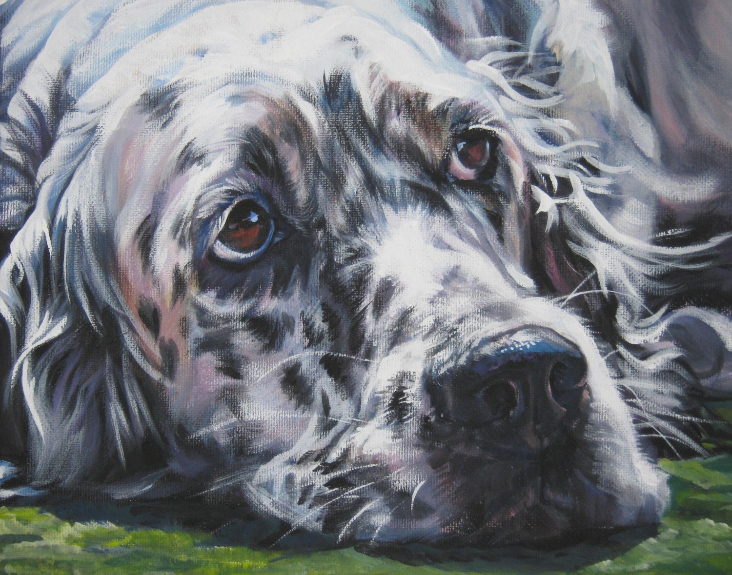 English Setter portrait CANVAS print of LA Shepard painting