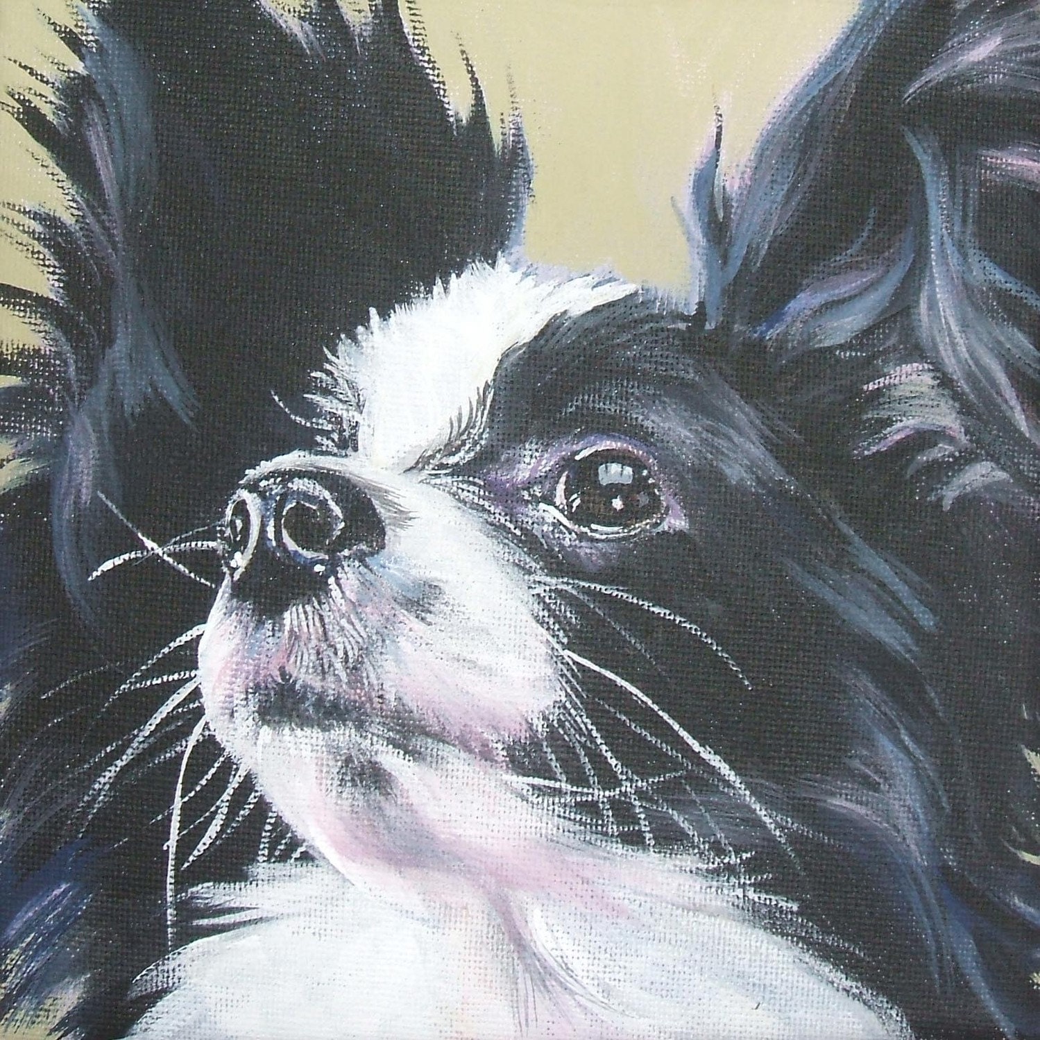 Papillon Dog art print CANVAS print of LA Shepard painting 8x8
