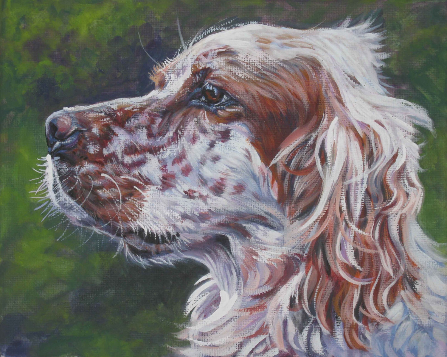 English SETTER dog art PORTRAIT canvas PRINT of LAShepard