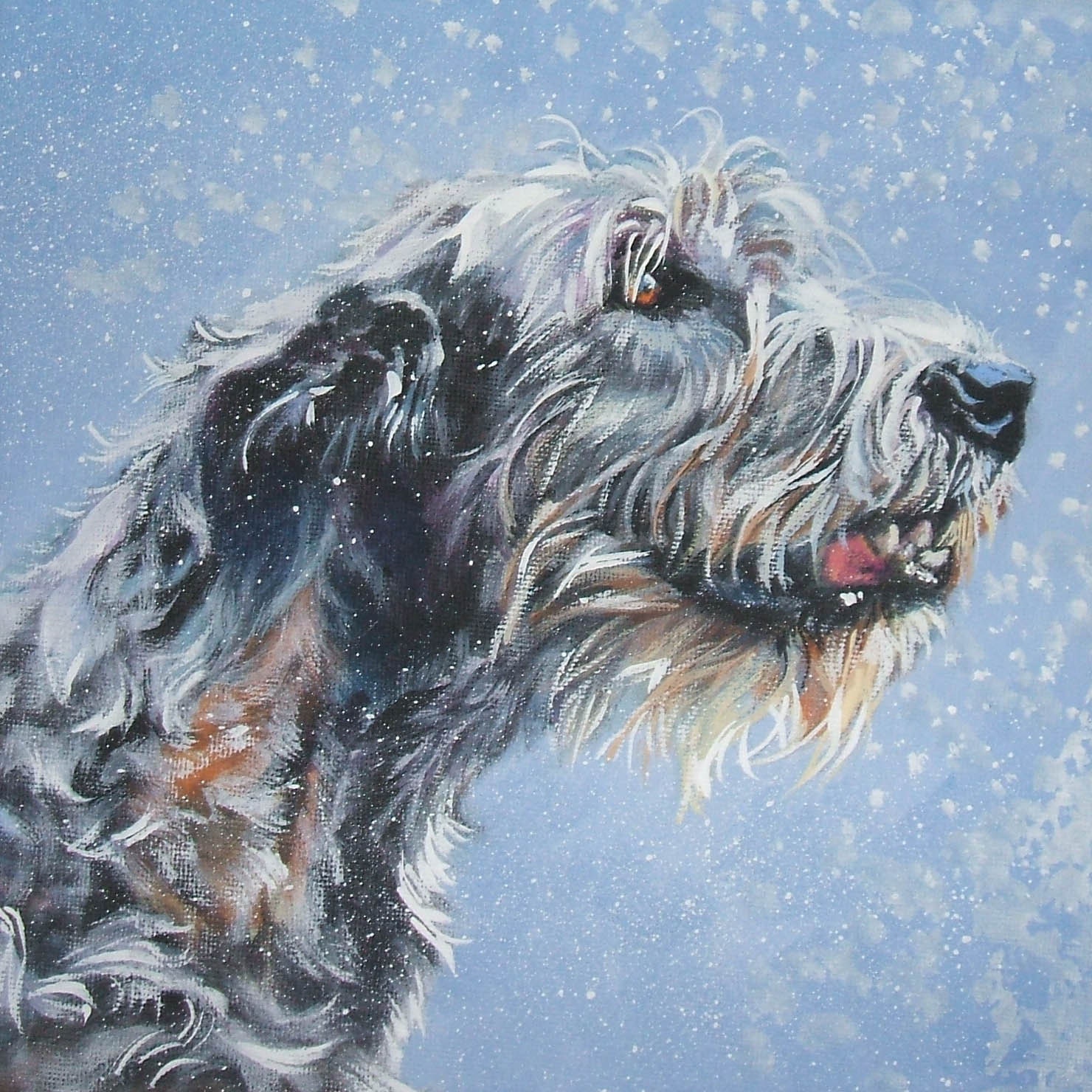 Irish Wolfhound art CANVAS print of LA Shepard painting 12x12