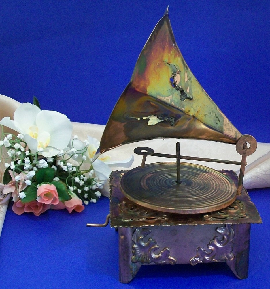 Vintage Copper Gramophone Music Box