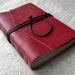 Large Leather Journal, Red with dark brown tie closure, handmade journal by Dancing Grey Studio on Etsy