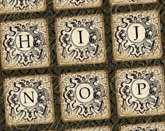 Alphabeautiful Alphabet Printable Squares / ABCs Letters - Printable INSTANT DOWNLOAD 1x1 Inch Square Tiles Digital JPG Collage Sheet