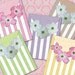 Dogwood Blossoms / Pastel Stripes - ATC, ACEO, Hang Tags, Download and Print Digital Sheet