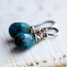 RESERVED Blue Chalcedony Earrings Wire Wrapped in Oxidized Sterling Silver - Pontoon Summer Fashion