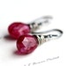 Ruby Moonstone Earrings Wire Wrapped in Sterling Silver Summer Fashion July Birthstone Candy Apple