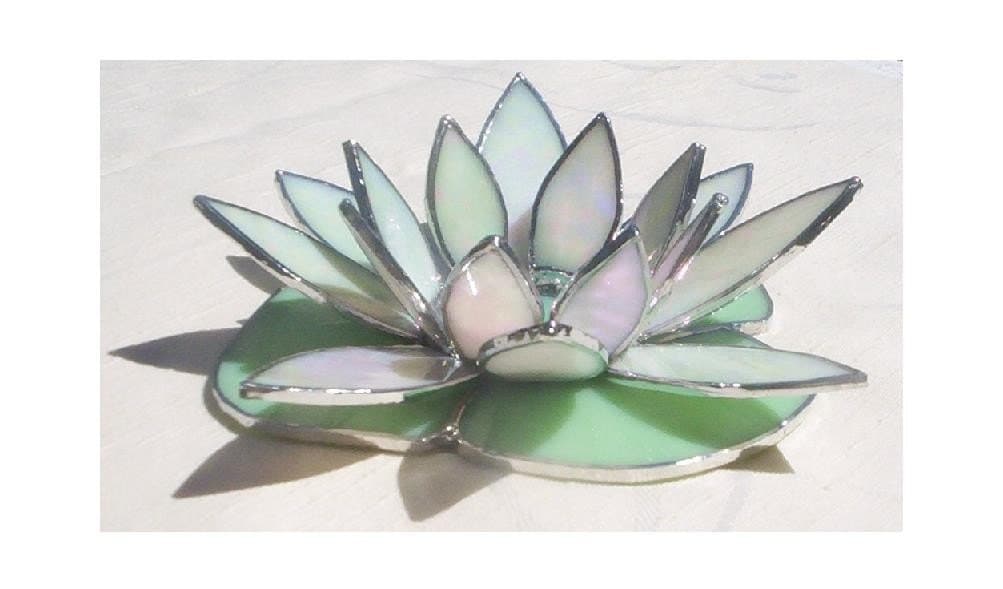 Stained Glass Lotus Flower Tealight Candle Holder