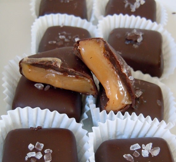 Dark Belgian Chocolate Sea Salt Caramels for by BonBonsConfections