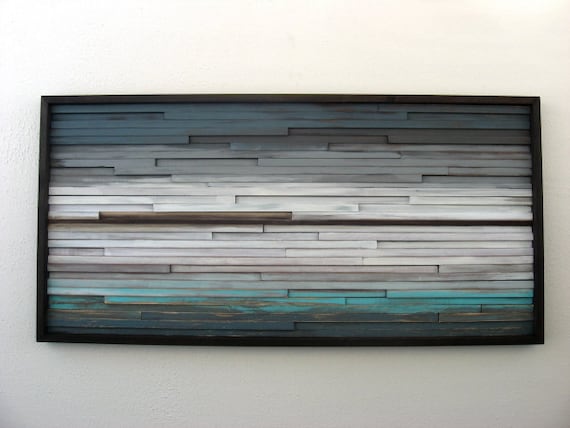 Abstract Wood Wall Art Of Ocean Landscape Painting 4x48 Abstract Wood Wall Art Of Ocean Landscape Painting 4x48