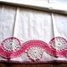 New pillow case vintage Crisp Pink White Wide CROCHETED LACE TRIM