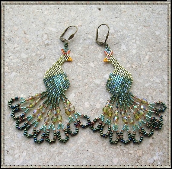 Items Similar To Earrings Peacock On Etsy   Il 570xN.124751977 