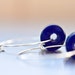Hoop Earrings Blue Navy Ultramarine Glass Argentium Sterling silver geometric jewelry