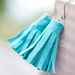 Tassel Leather Earrings Turquoise Blue Fringe boho bohemian sexy dangly glam Aqua Sky