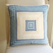 PRICE REDUCTION Mitered Stripe Pillow Cover in Blue, Turquoise, Ivory 20x20 inch (51 cm)