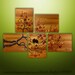 Asian Tree Blossom Landscape Birds Modern Original Art by Gabriela 44x32 Metallic Painting
