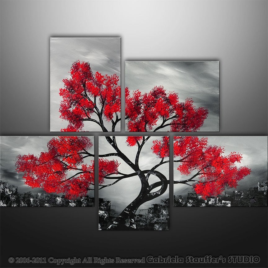 Abstract Modern Landscape Asian Tree Art by Gabriela 44x32