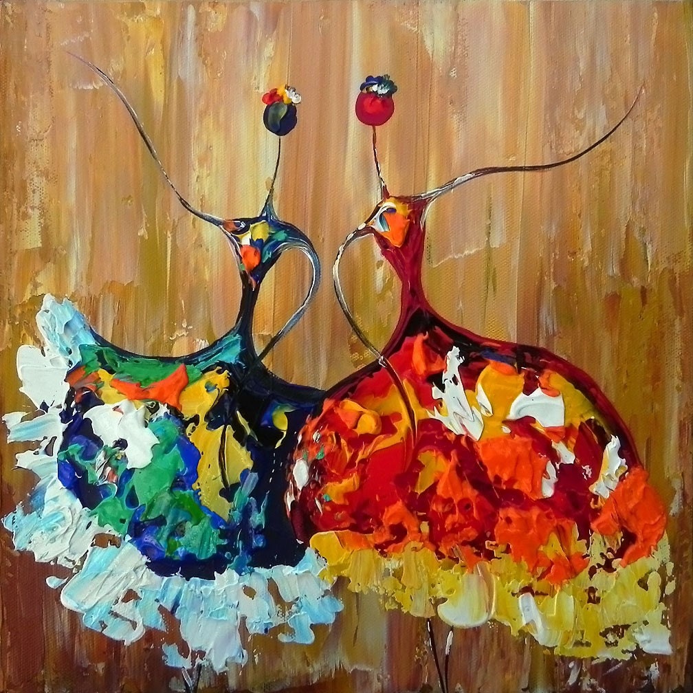 Abstract Ballet Ballerina Painting Textured Modern Palette