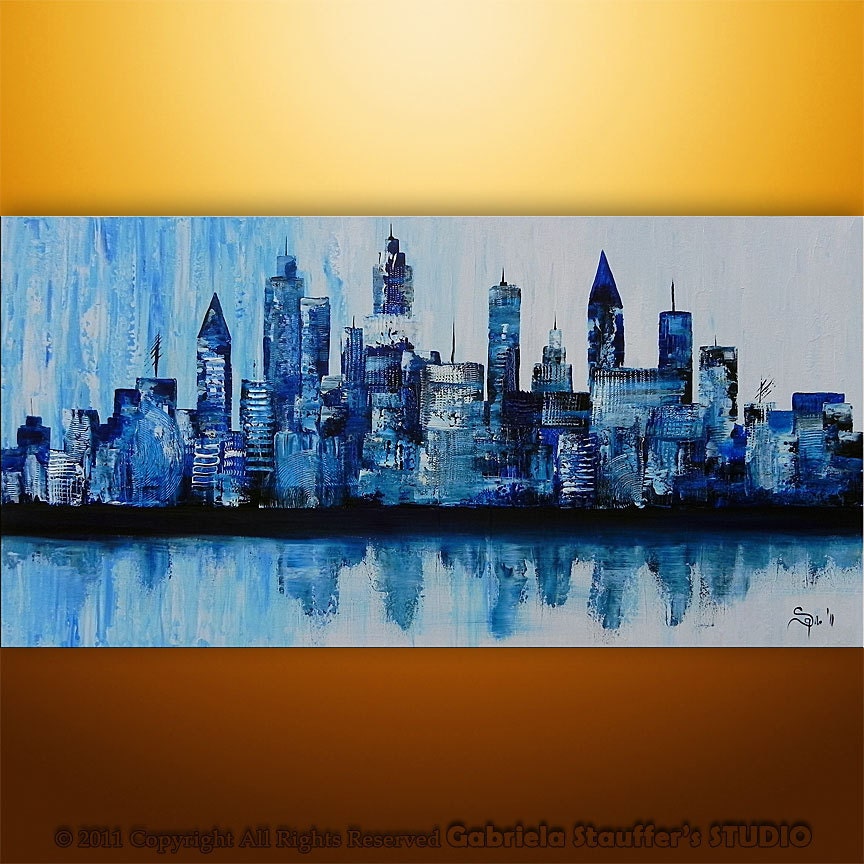 Large Painting Abstract Original Modern Cityscape Art by