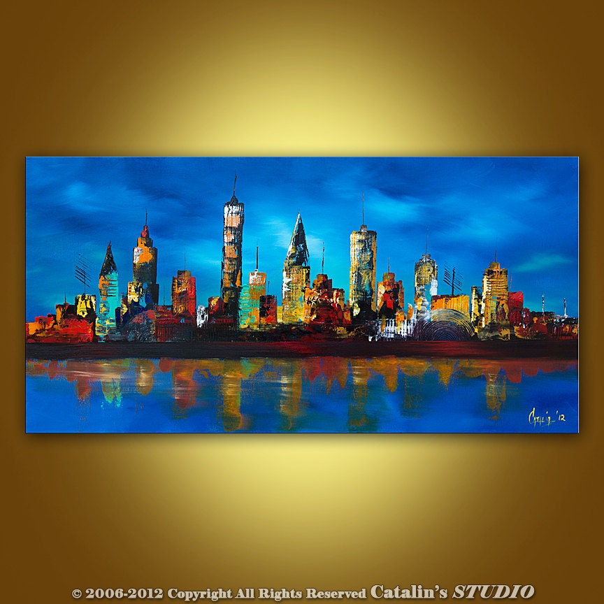 Large Painting Abstract Original Modern Cityscape Art by