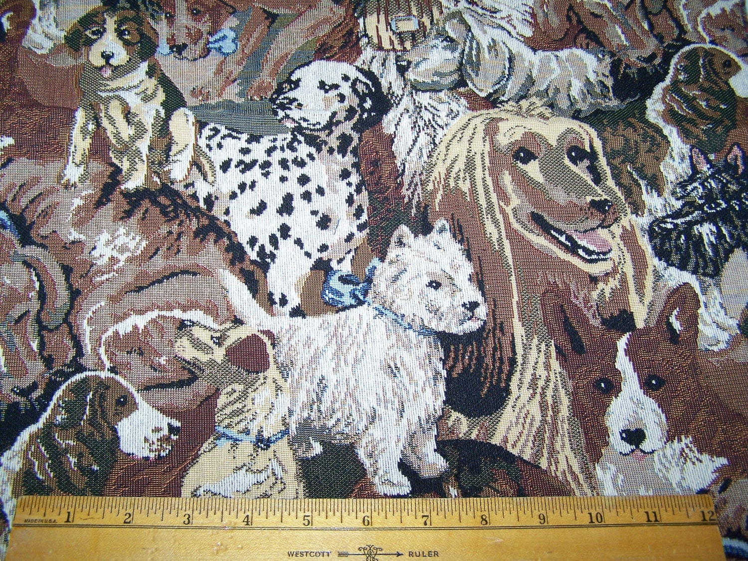 Dog Tapestry Upholstery Fabric Remnant