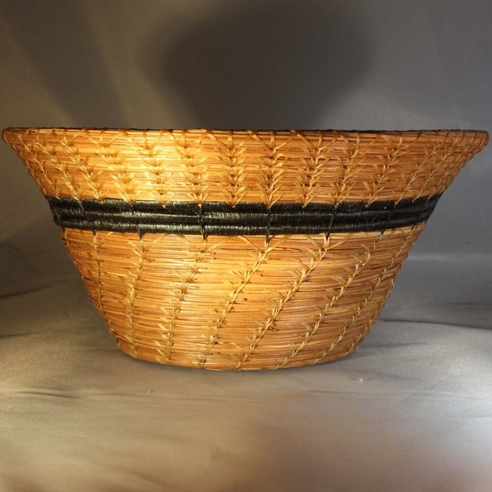 Pine Needle Basket with Black Accent by on Etsy