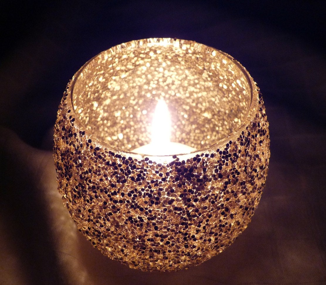 Glitter Candle Holder Gold Small by on Etsy