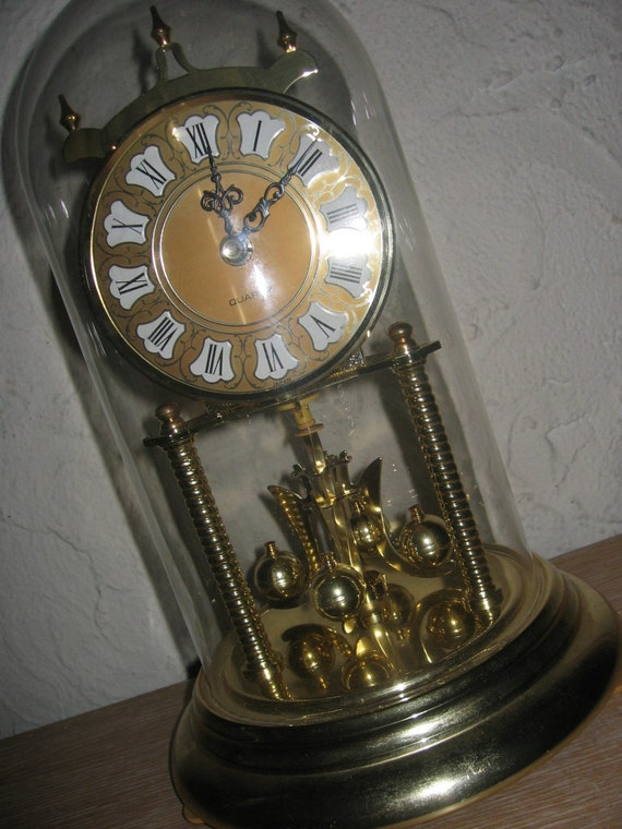 Working Elgin Glass Dome Anniversary Quartz Mantel Clock Japan