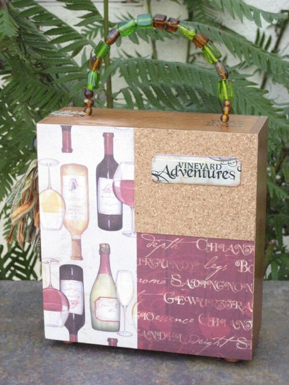 SALE Wine Cigar Box Purse Women's Gift Cork Handbag