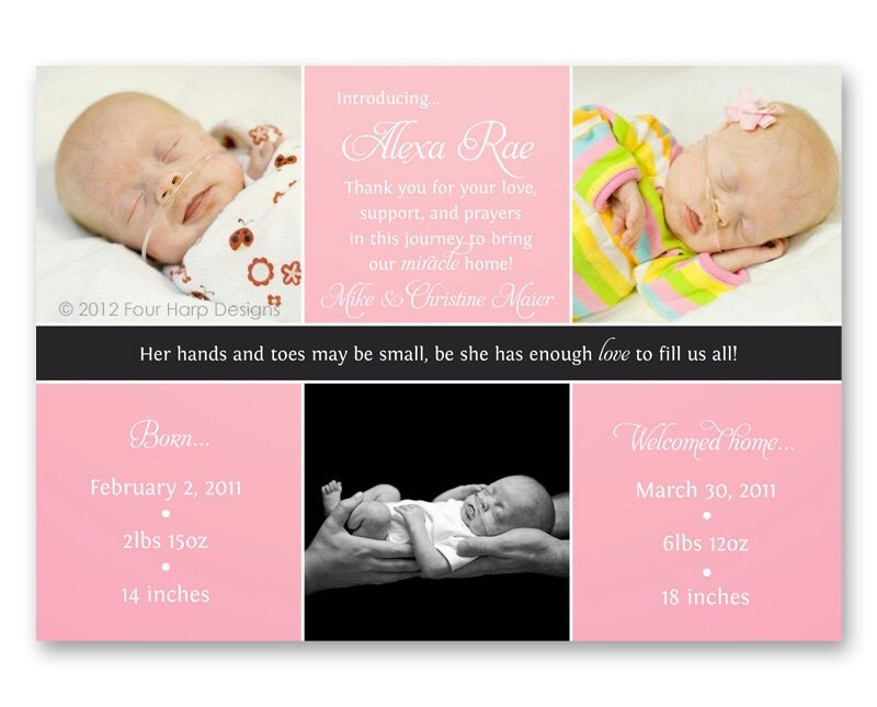 Preemie Birth Announcement Home 3 by FourHarpDesigns