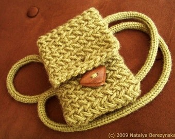 Knitting PATTERN, Knit Phone Case Pattern, Knit iPhone Case Pattern, Knitted Phone Case Pattern, Green Brown Rustic