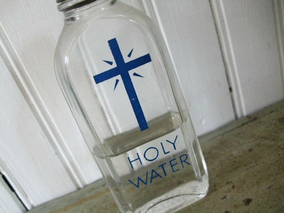 Vintage Glass Holy Water Bottle