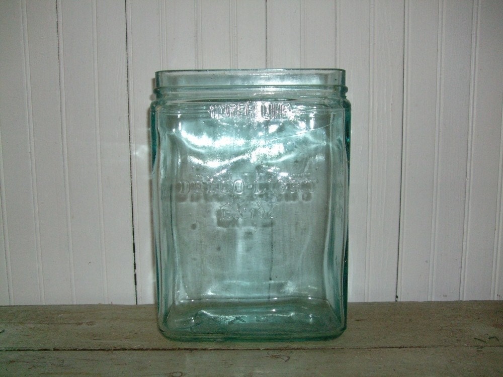 Vintage Large Aqua Glass Battery Jar