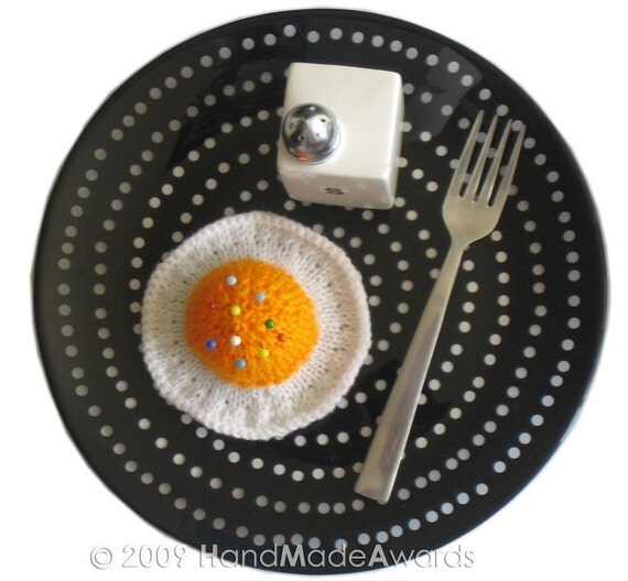 Fried Egg PINCUSHION Pdf Email Knit PATTERN by HandMadeAwards