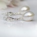 Bridal Pearl Earrings - White Freshwater Pearls w Crystal in Sterling Silver / Allure Stardust Silver